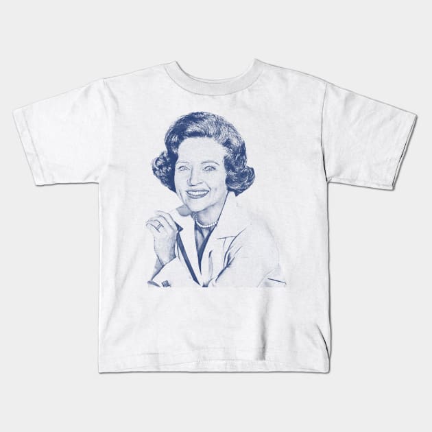 Betty White Vintage Blue Kids T-Shirt by Enzy Diva